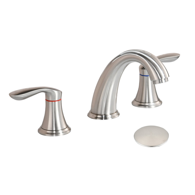 Widespread 2-handle Bathroom Faucet with Drain Assembly, Brushed Nickel