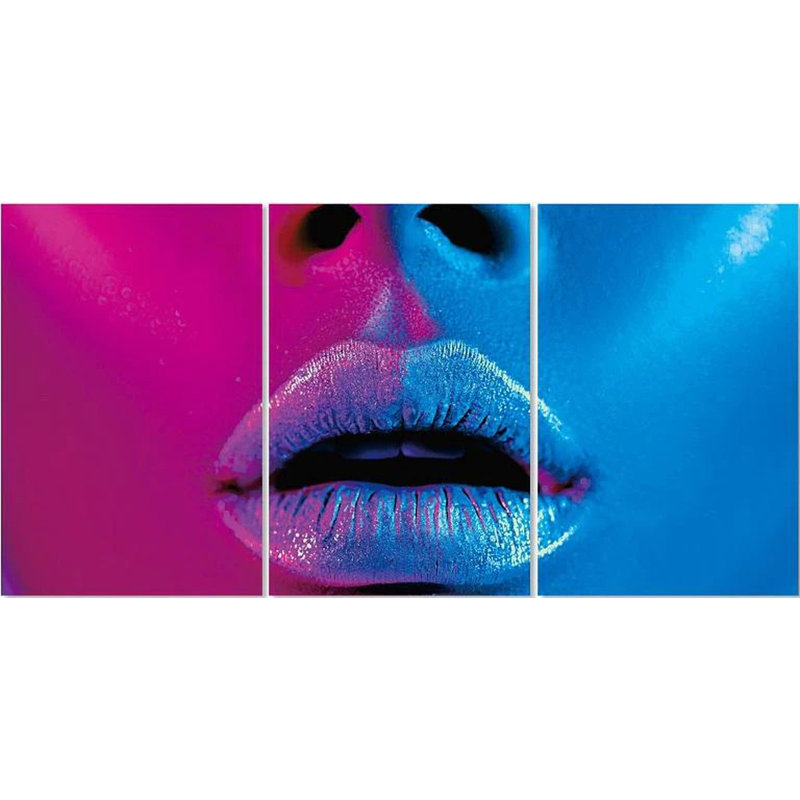 Art mural en acrylique Vivid Neon Light Lips