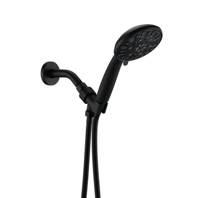 7 Spray Settings Handheld Shower Faucet, Matte Black, Rust Proof Black High With Patterns And Easy Setup Kit