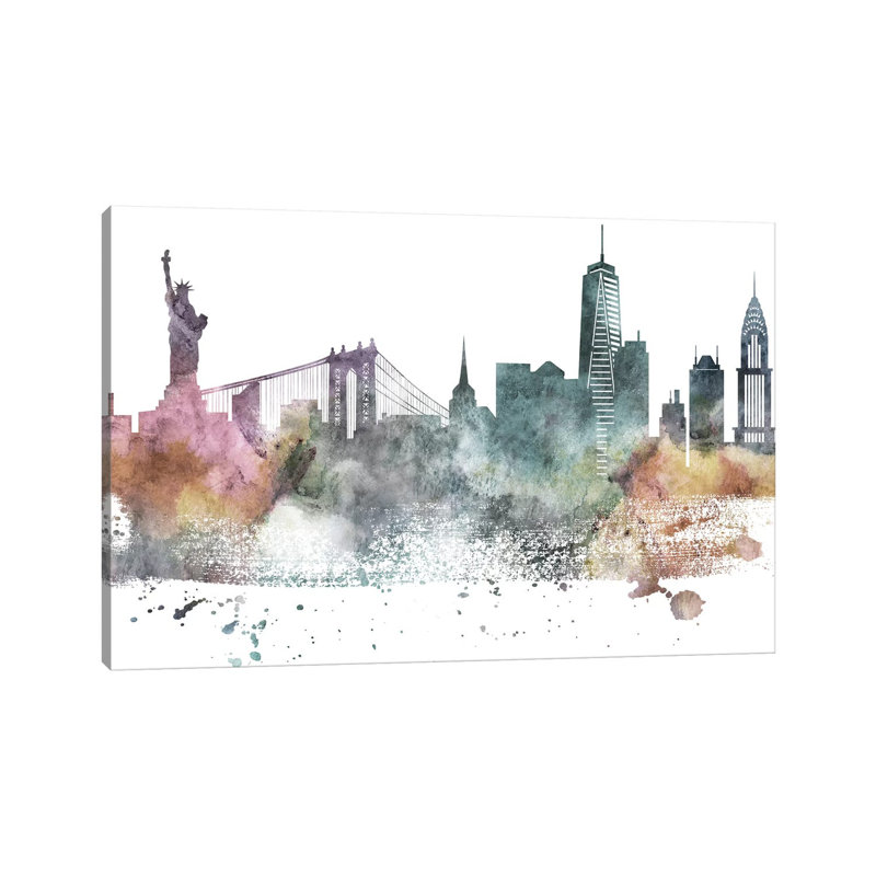 New York Pastel Skylines - Print on Canvas, Wrapped Canvas, 152.5 cm H x 101.5 cm W x 3.175 cm D