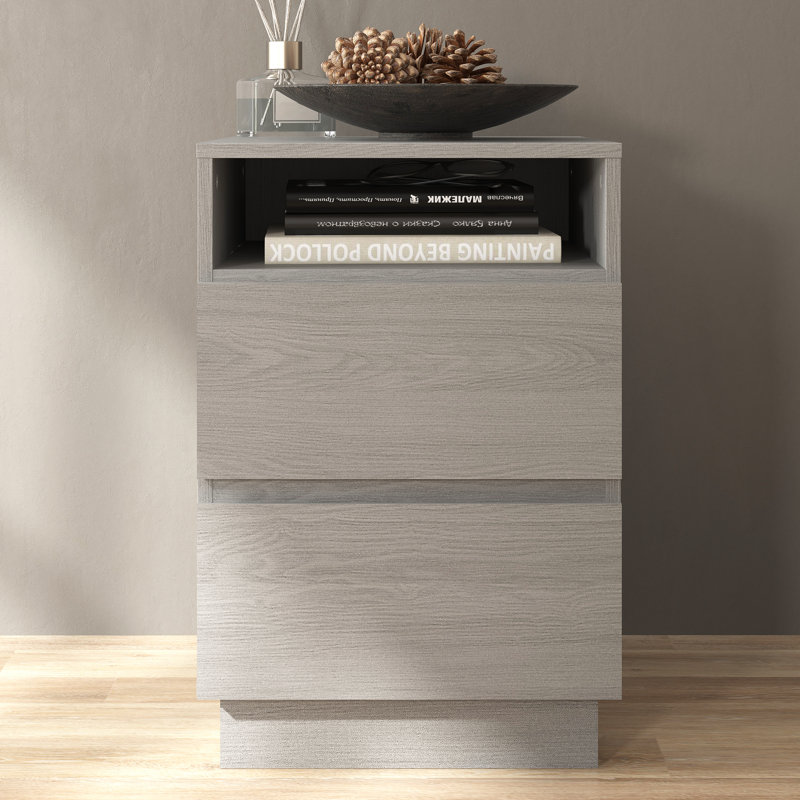 2 - Drawer End Table, Cool Grey Oak