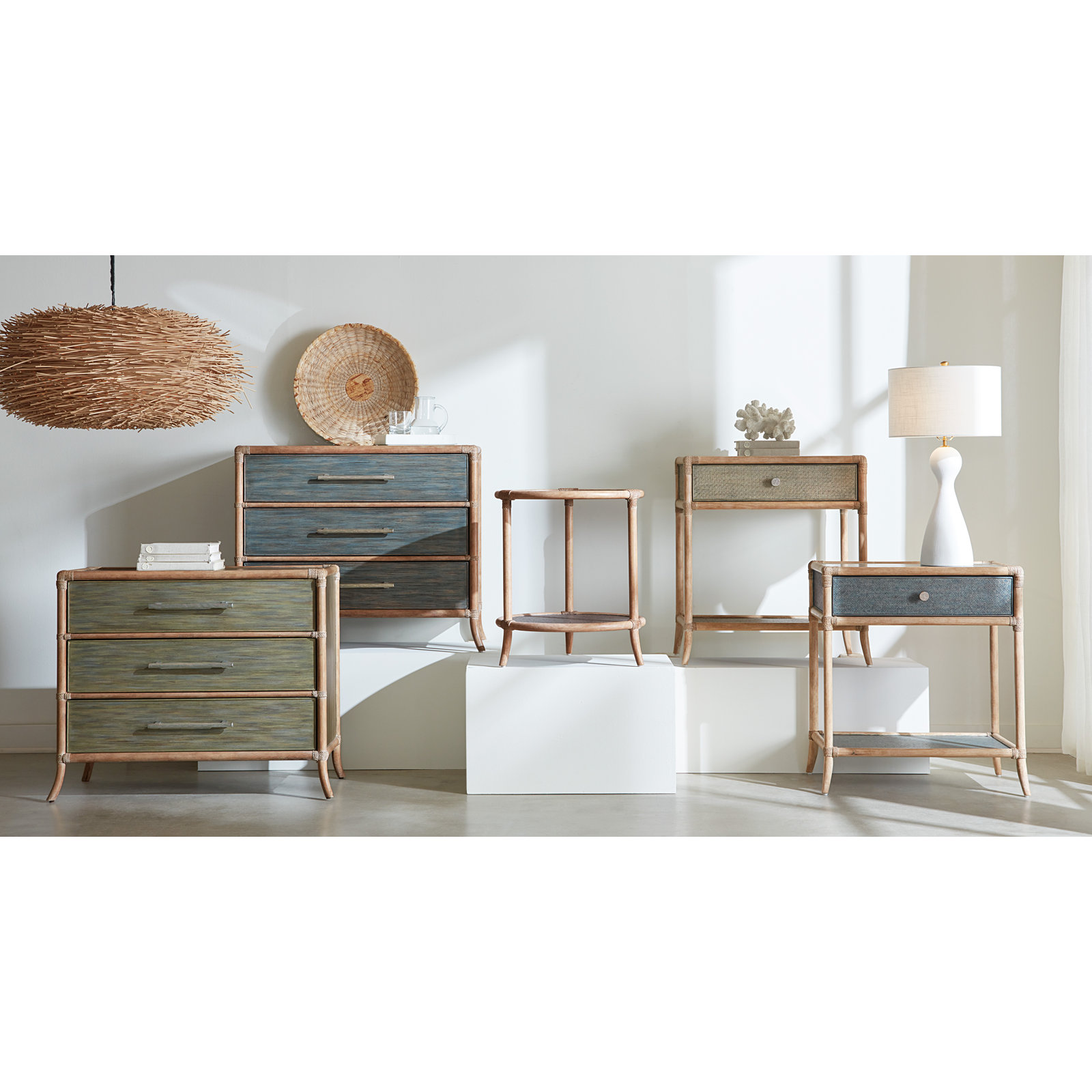 Retreat 1 - Drawer Nightstand, Dune/Blue
