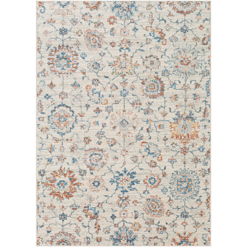 Gorney Floral Indoor Rug, Rectangle 5'3" x 7'3"
