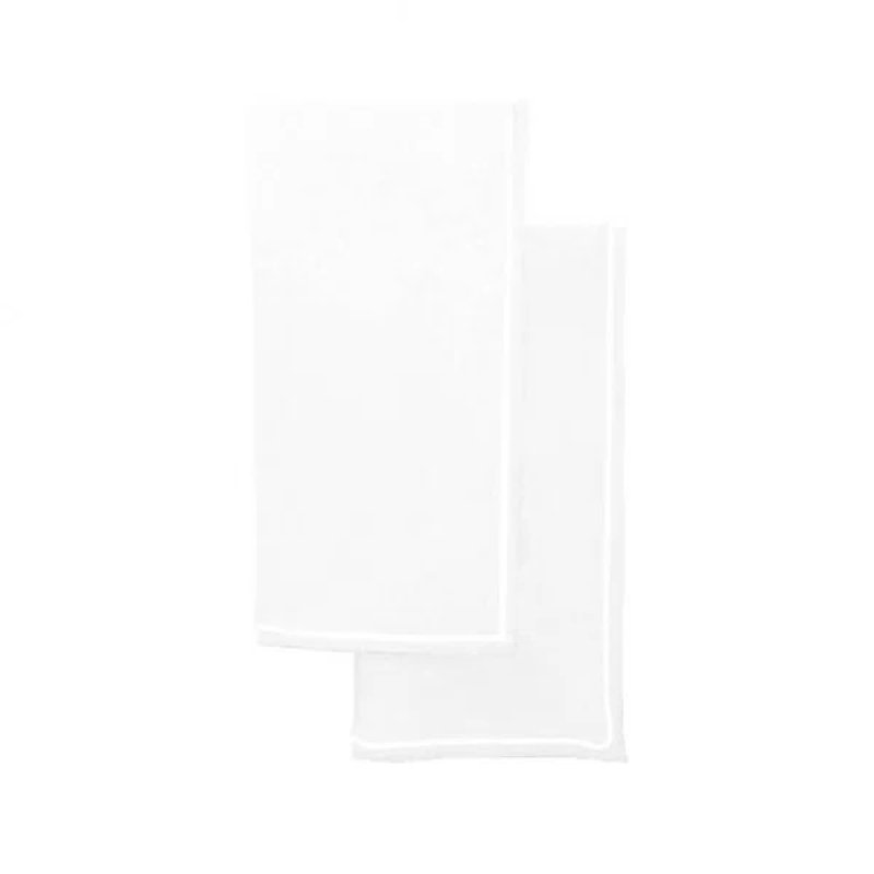 Single Embroidery Border Cotton Napkins (Set Of 4), 12" x 12", White
