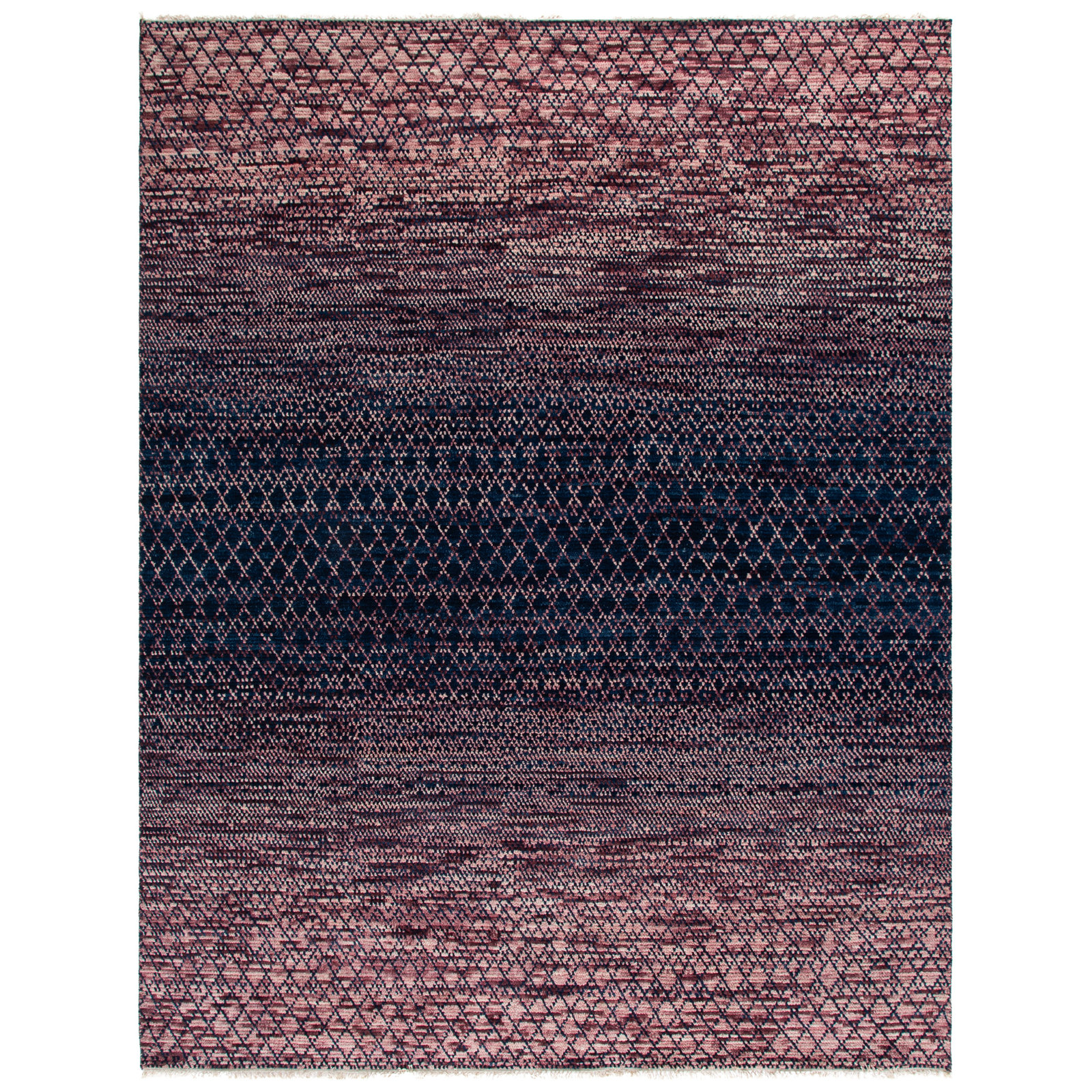 Bunbury Handmade Navy / Pink Rug, Rectangle 8' x 10'