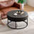 Round Cushion Ring Shaped Iron Frame Leg Footstool, Ottoman-5.9" Upholstered Coffee Table-1053758102