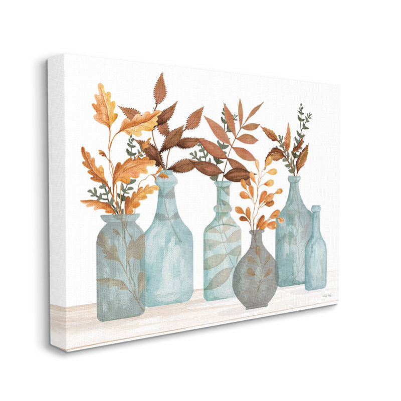 "Varied Botanical Foliage Leaves", art mural sur toile par Cindy Jacobs, H 24 po x l 30 po x P 1,5 po, Toile tendue