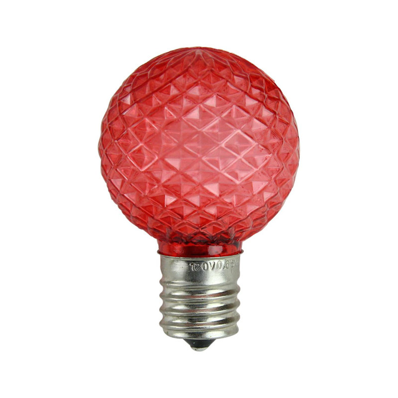 Ampoules de Noël à facettes à DEL G40, H 4 po x l 8 po x P 8 po, Rouge