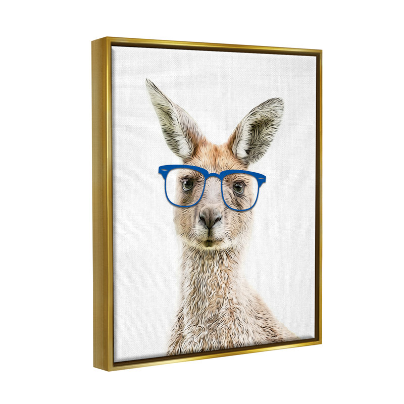 «Trinx Kangaroo Blue Hipster Glasses» par Annalisa Latella, H 31 po x l 25 po x P 1,7 po, Cadre flottant métallique doré