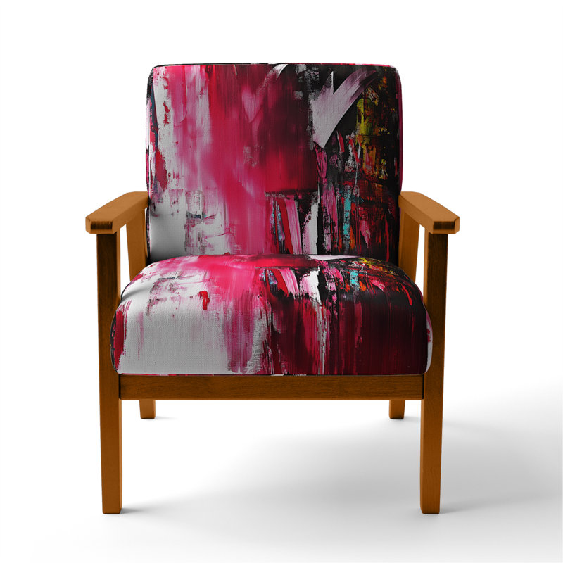 Nicosha 23'' Wide Armchair, Red Velvet, Brown Square Arms