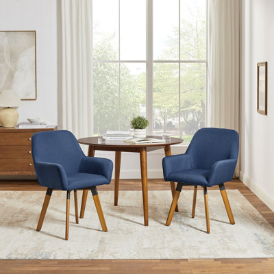 Rayshawn 22.83" W Linen Swivel Dining Chair