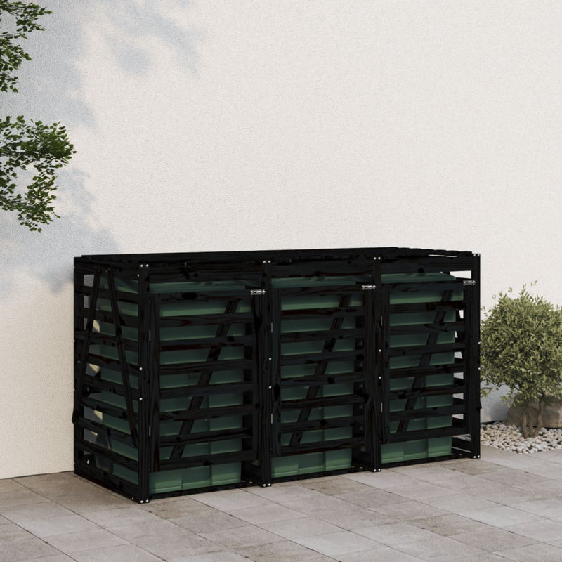Nedyo Wooden Triple Bin Store, Black