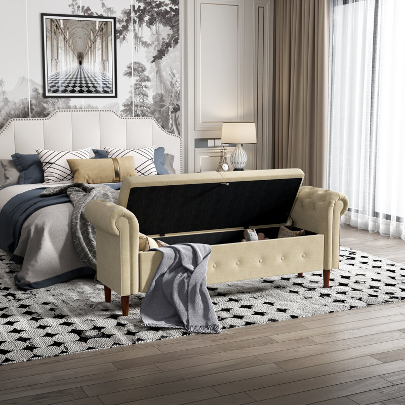 Banc de rangement Agnew, Lin beige
