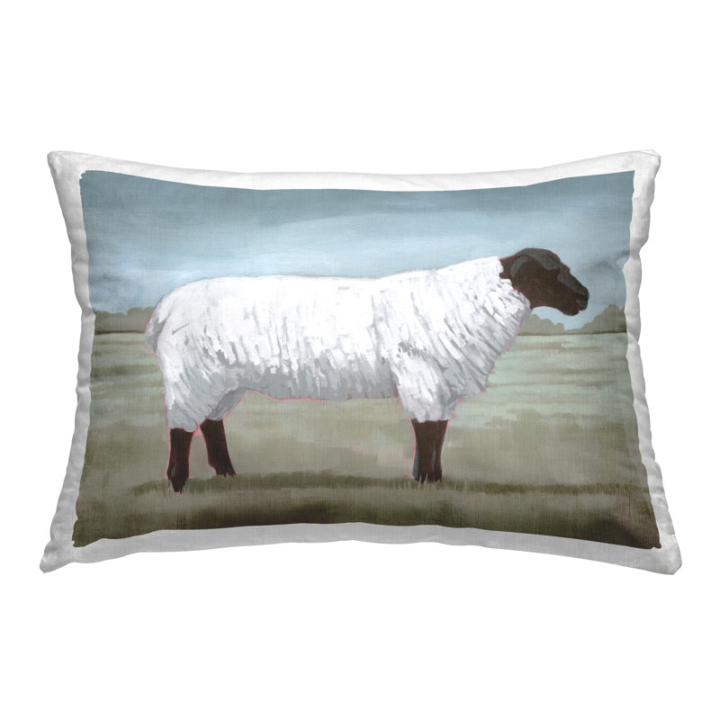 Coussin décoratif mouton faisant face à la droite par Grace Popp