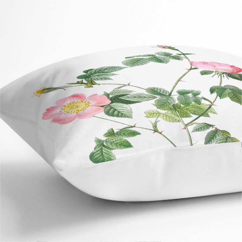 Floral Square Throw Cushion, 55 x 55 cm, White