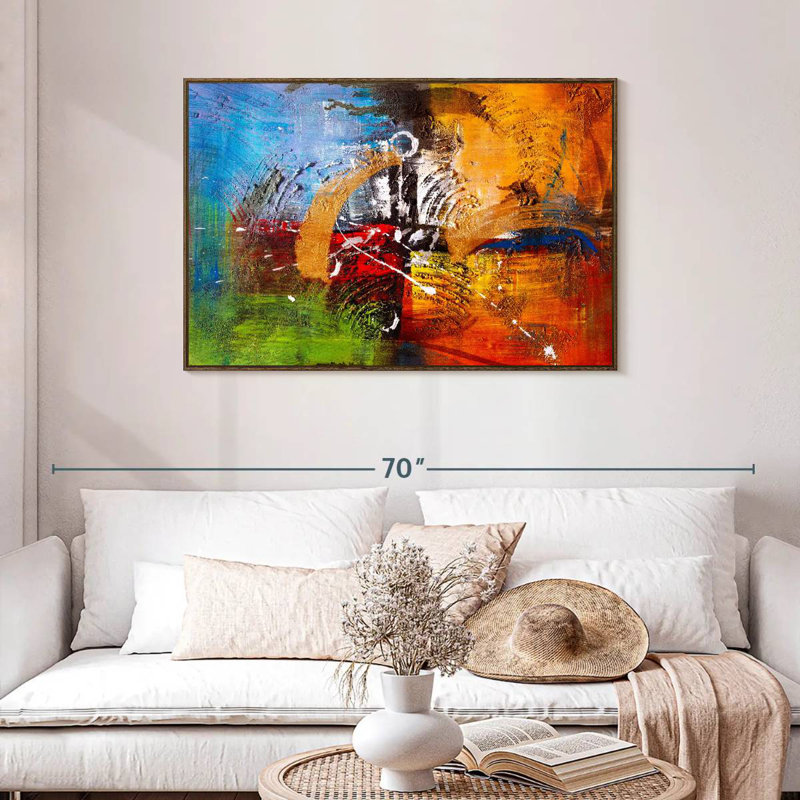 Tannen coloré, 43 po x 29 po, Cadre flottant en noyer