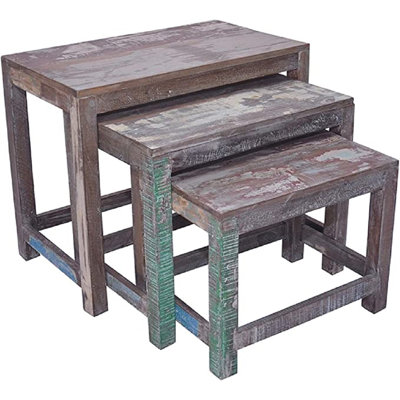 Reclaimed Wood Nesting Tables, Set of 3, 21x15x26