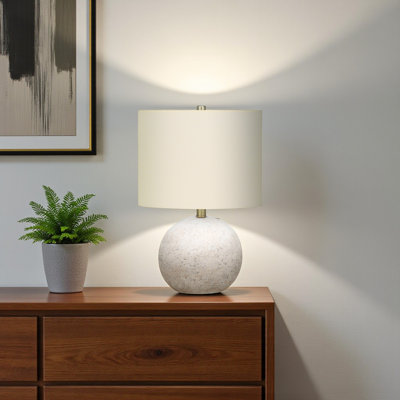 Darrin Gray Concrete & Ivory / Cream Shade Table Lamp, 19.24'' H X 12.86'' W X 12.73'' D