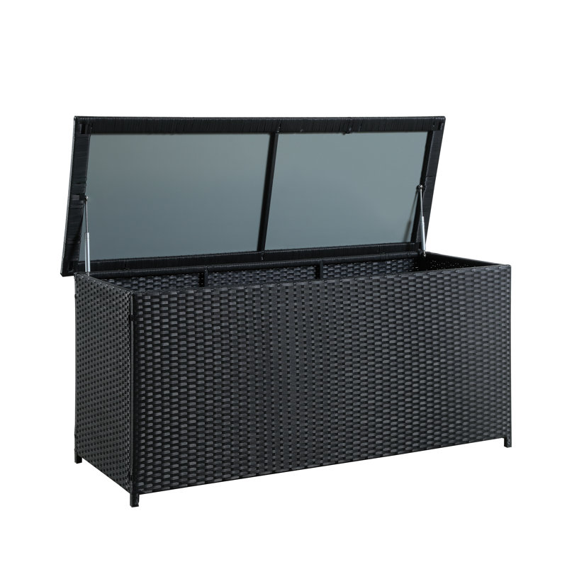 Coffre de terrasse en osier de 134 gallons Dorian, Noir multi