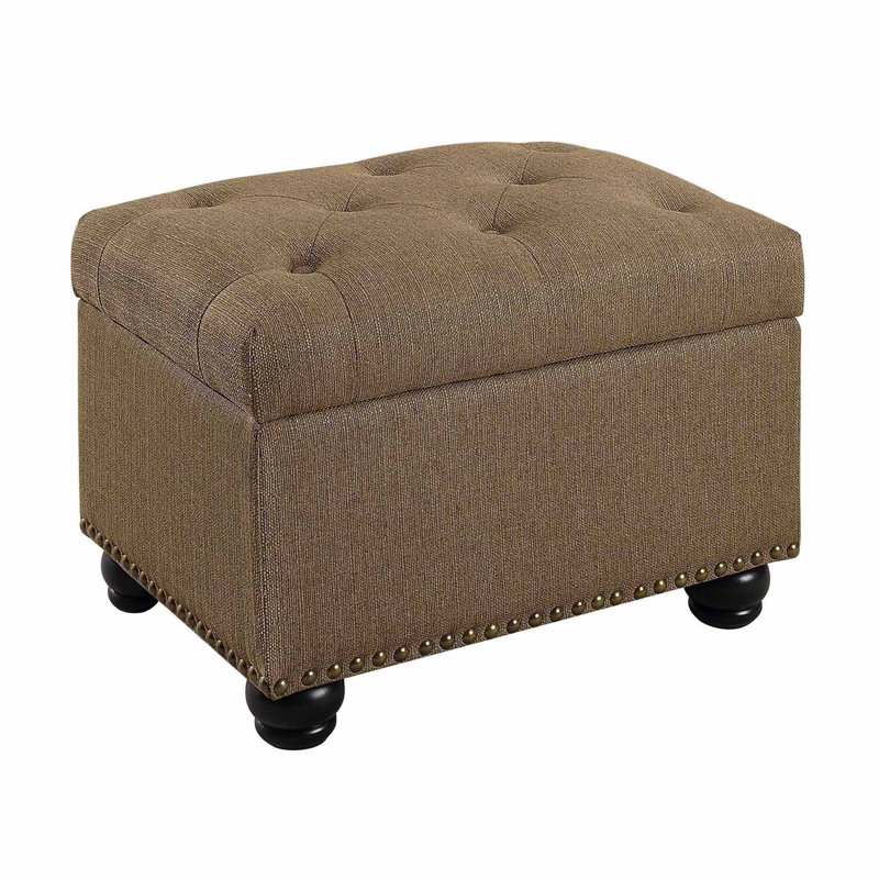 Frontenac 24" Wide Tufted Rectangle Storage Ottoman, Sandstone Fabric