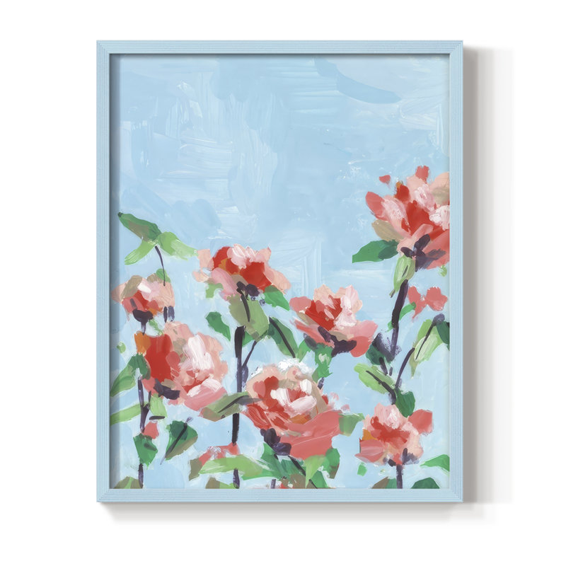 «Rose Garden Sky II», reproduction encadrée - bois massif, Bleu, H 11 po x l 9 po