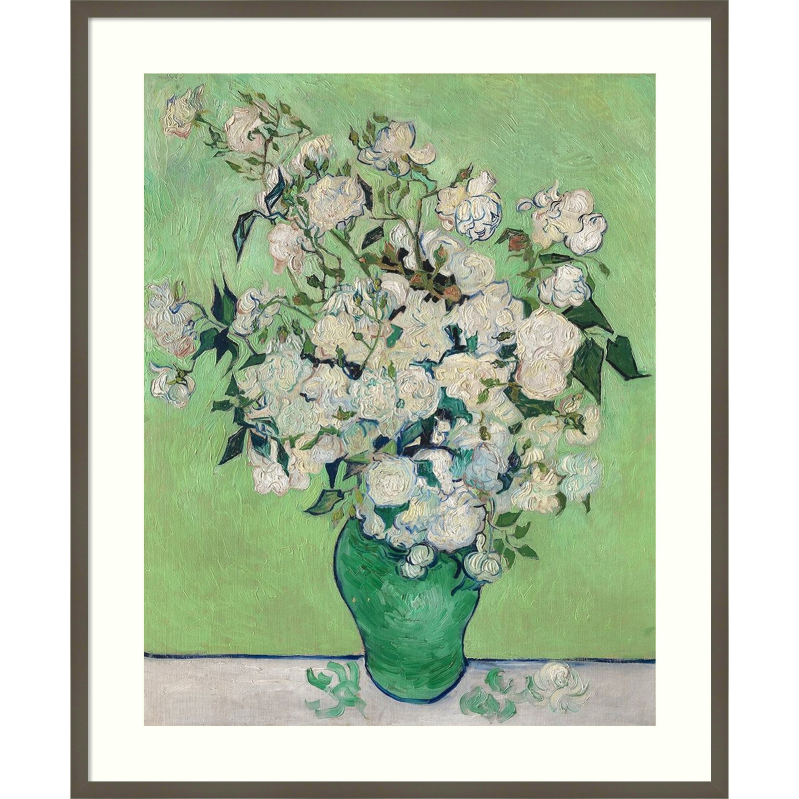 Roses, 1890 (Green Vase) Painting, Gray, 41.07" H x 33.82" W x 0.88" D