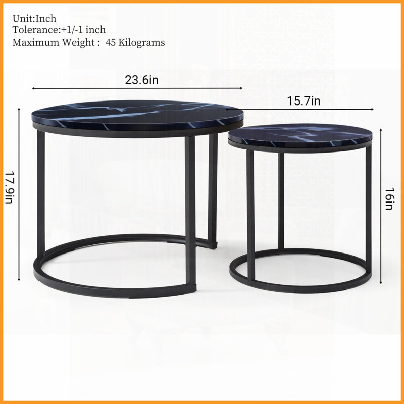 Ensemble de tables basses rondes 2 pièces Modern Modern, Noir