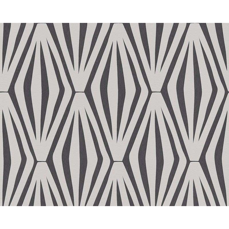 Rouleau de papier peint treillis L 33 pi x l 21 po Azore, Gris, noir