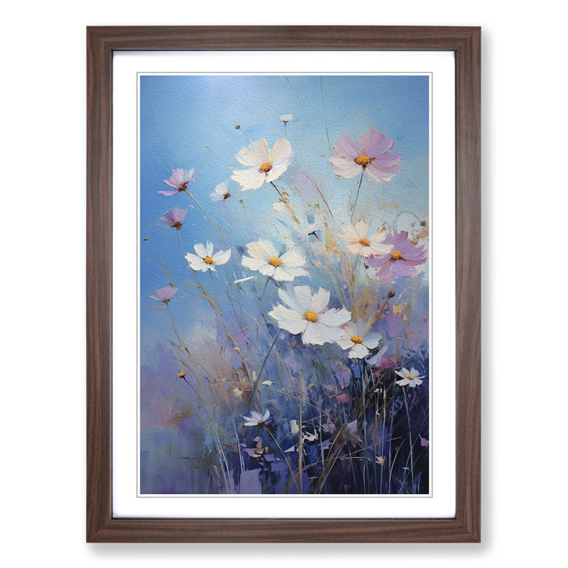 Cosmos Floral Art - Framed Print, Walnut Framed, 34cm H x 25cm W