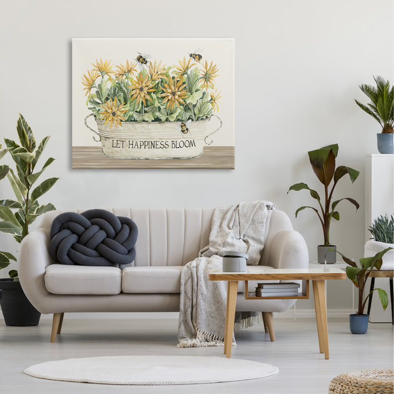 Happiness Bloom, insecte, abeille, Toile, H 36 po x l 48 po x P 1,5 po