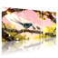 Oiseaux qui nourrissent des poussins sur une branche avec des feuilles, ensemble de 3 impressions sur toile-587921192