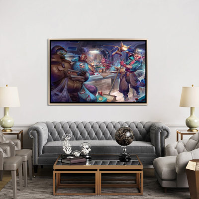 Glitch Gremlin Game Night - reproduction d'art murale - toile encadrée