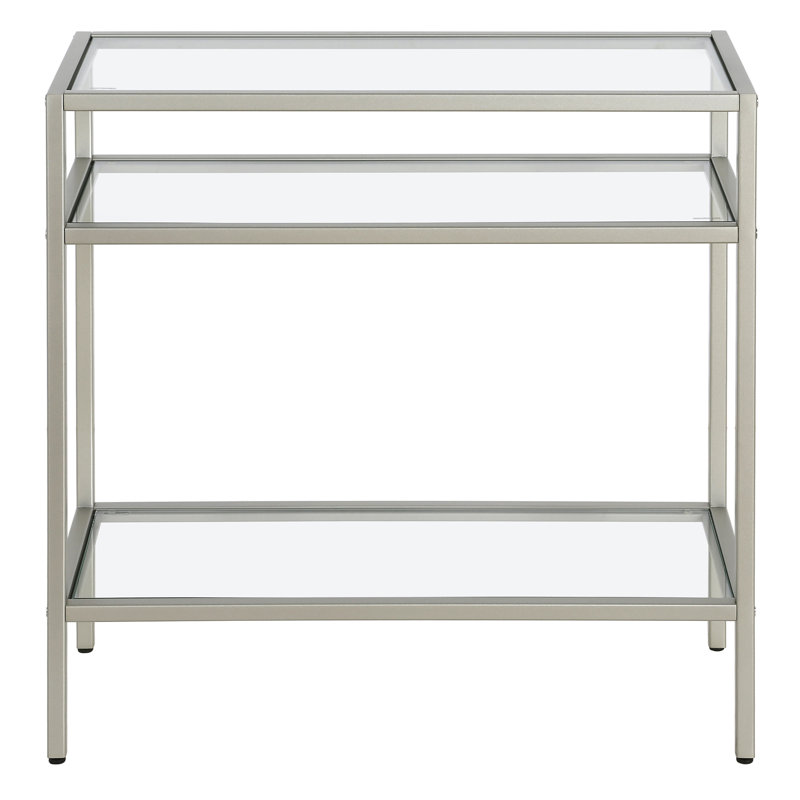 Glass Top End Table, Satin Nickel