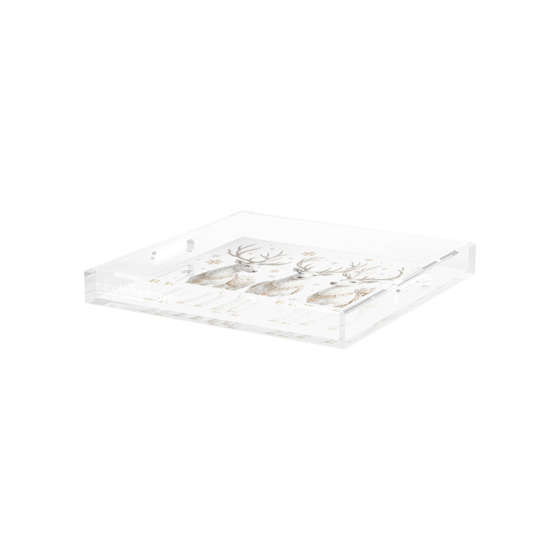 Plateau décoratif doré Reindeer Luxe, 12"W x 12"D