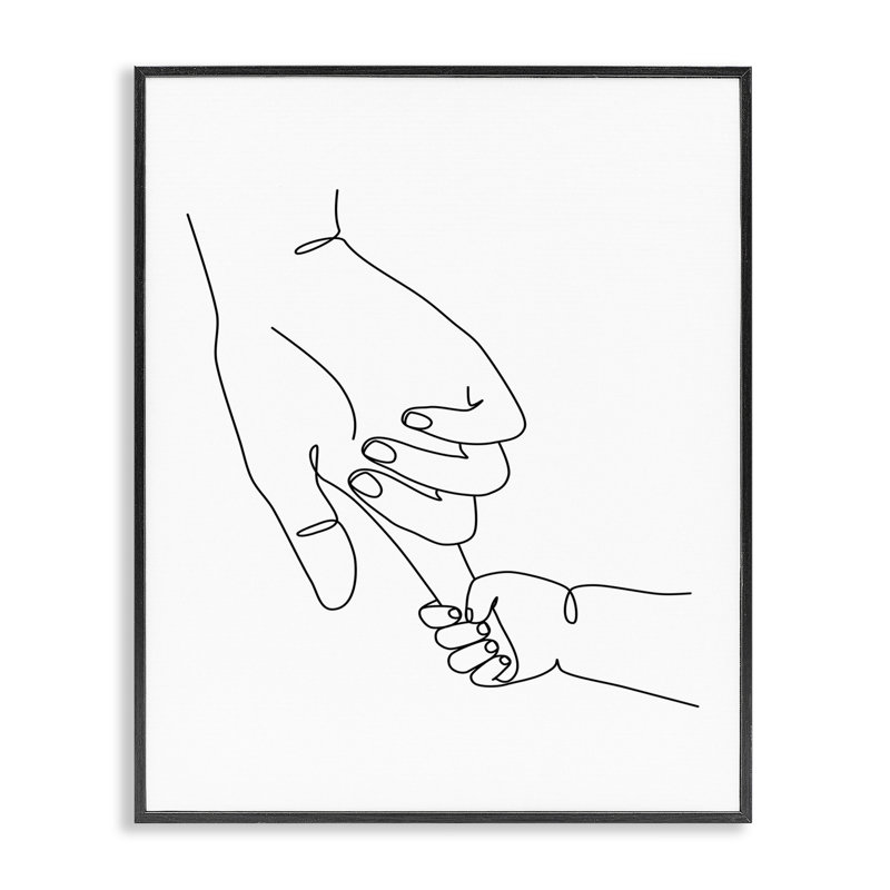 «Baby Hands Holding Finger» - Impression sur toile, Giclée encadrée noir minuit, H 20 po x l 16 po