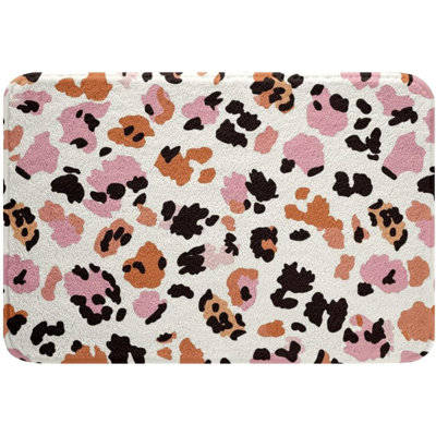 Cute Leopard Bath Mats for Bathroom 16"x24" Cheetah Bathroom Rugs for Women Men Animal Print Bath Rugs for Shower Tub Safari Bathroom Accossories Zebra Doormats Floor Mat