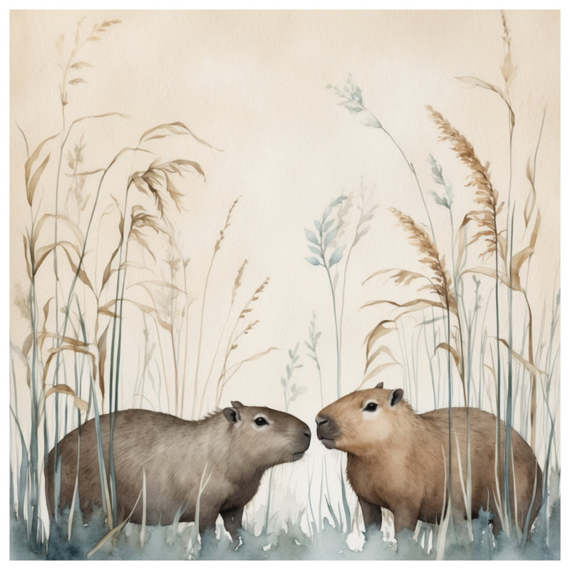 Capybara In Grass Wall Tapestry - Capybara Wall Decor, 104in H x88 with 4 Grommets