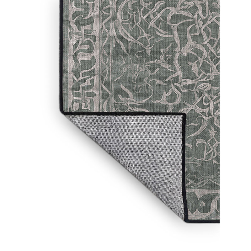 Machine Washable Gray Area Rug, Square 6'