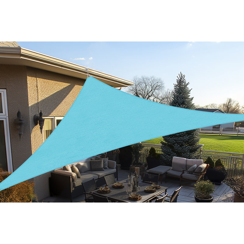 11'8" x 15'7" Triangle Shade Sail, Mixed Turquoise