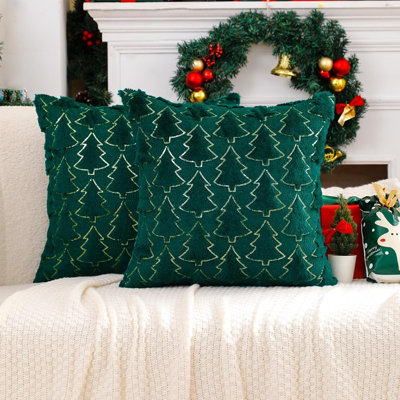 Coussins décoratifs de Noël 18 x 18 ensemble de 2 housses de coussins de Noël décoratifs brodés pour la maison