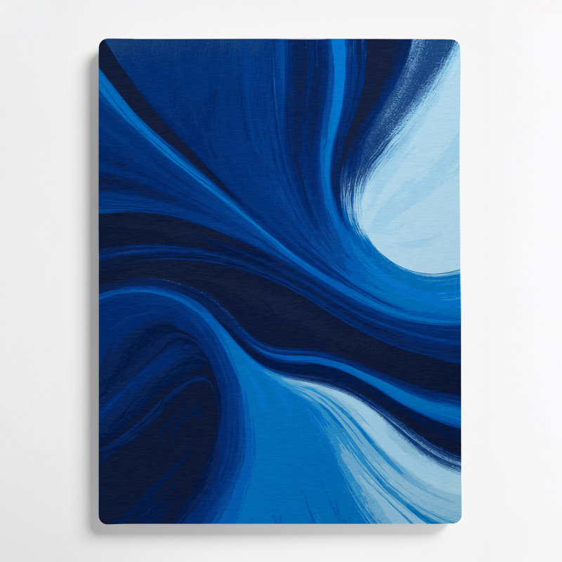 Art mural abstrait en métal bleu, H 11 po x l 14 po