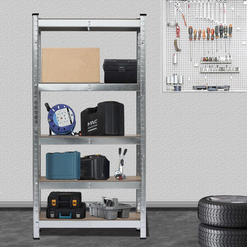 90cm W Steel Height -Adjustable Shelving Unit, Silver