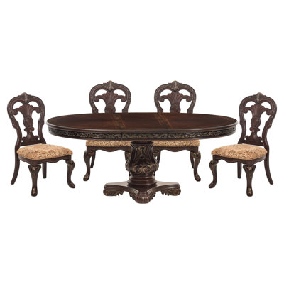 Belle finition avec table de salle à manger ronde / ovale 1pc avec rallonge dorée