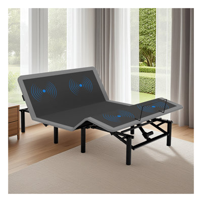 Queen Size Adjustable Bed Frame with Massage Function - Wireless Remote Control, USB Charging Ports, LED Night Light & Height-Adjustable Legs