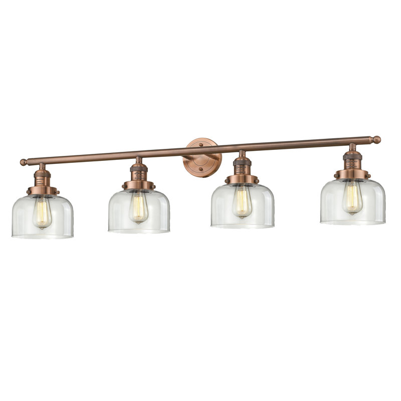 Éclairage de salle de bain à intensité variable 4 lumières Reyhani, Antique Copper, Clear