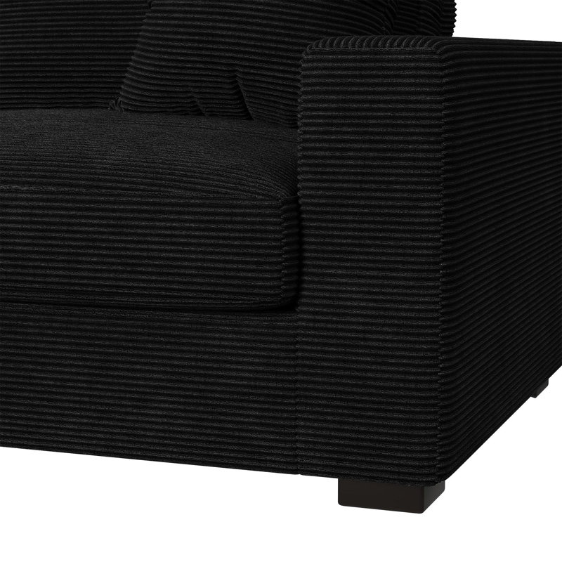 Ellerman 3PC Sectional Set With LHF Chaise In Steno Black, Left Hand Facing, 36" H x 129" W x 66" D