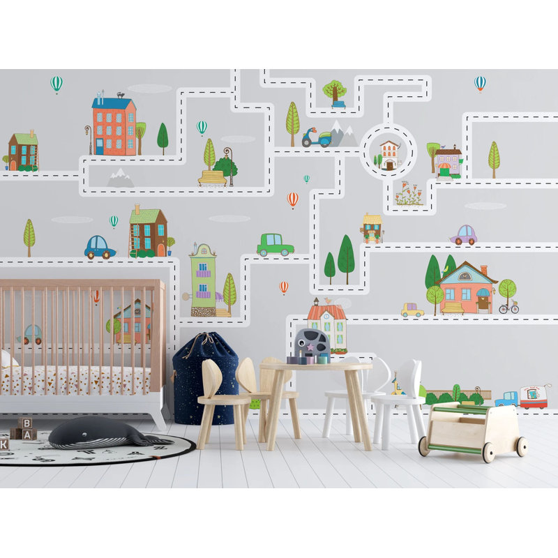 Papier peint amovible maisons maisons, L 98,04 po x l 150 po