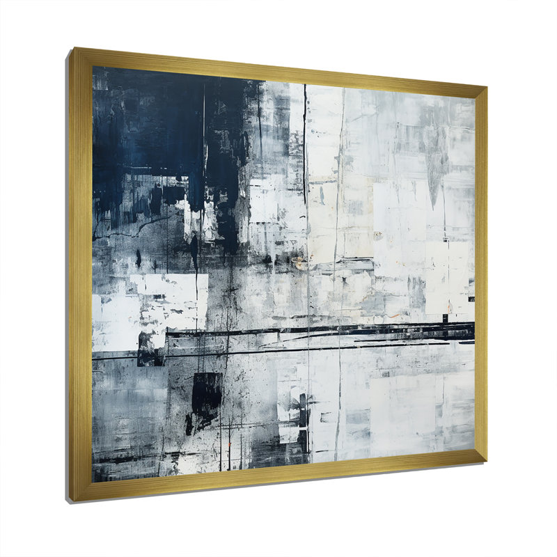 Black And White Cityscape Road Expression IV - Road Wall Art Prints, 30" H x 30" W x 1" D, Gold Single Picture Framed