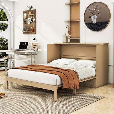 Cashlyn Wooden Murphy Bed with Large Drawers