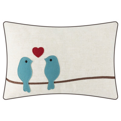  Appliqued Linen Reversible Pillow Cover